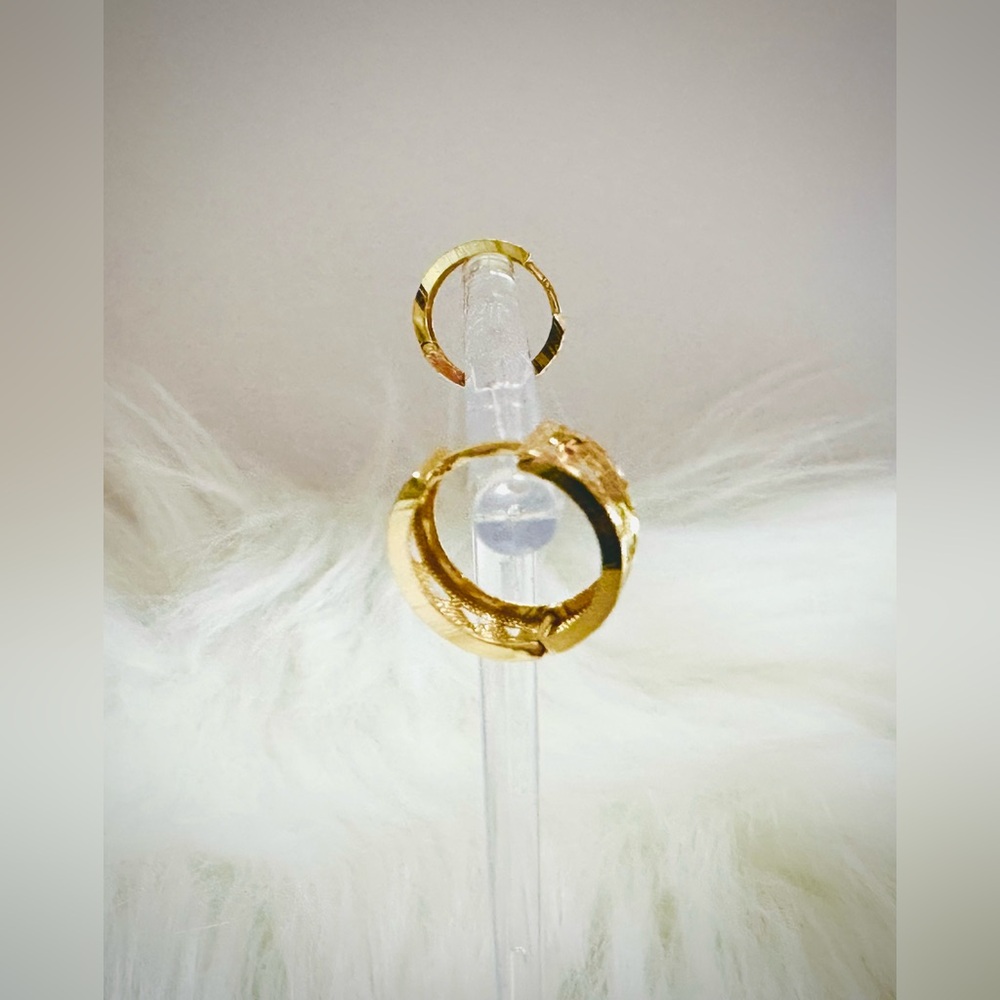 Diacut Earrings.  💛 Real 18(18k) Karat Solid Gold Jewelry - Picture 7 of 10